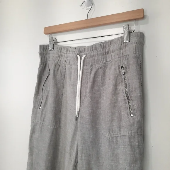Athleta Cabo Linen Wide Leg Pants Pull On Elastic Waist Womens Size 6T Coastal - Picture 15 of 15